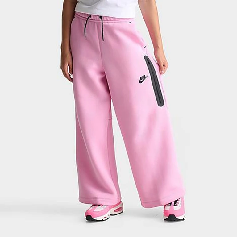 Girls' Big Kids Sportswear Tech Fleece Wide-Leg Pants in Pink Rise Size: XS