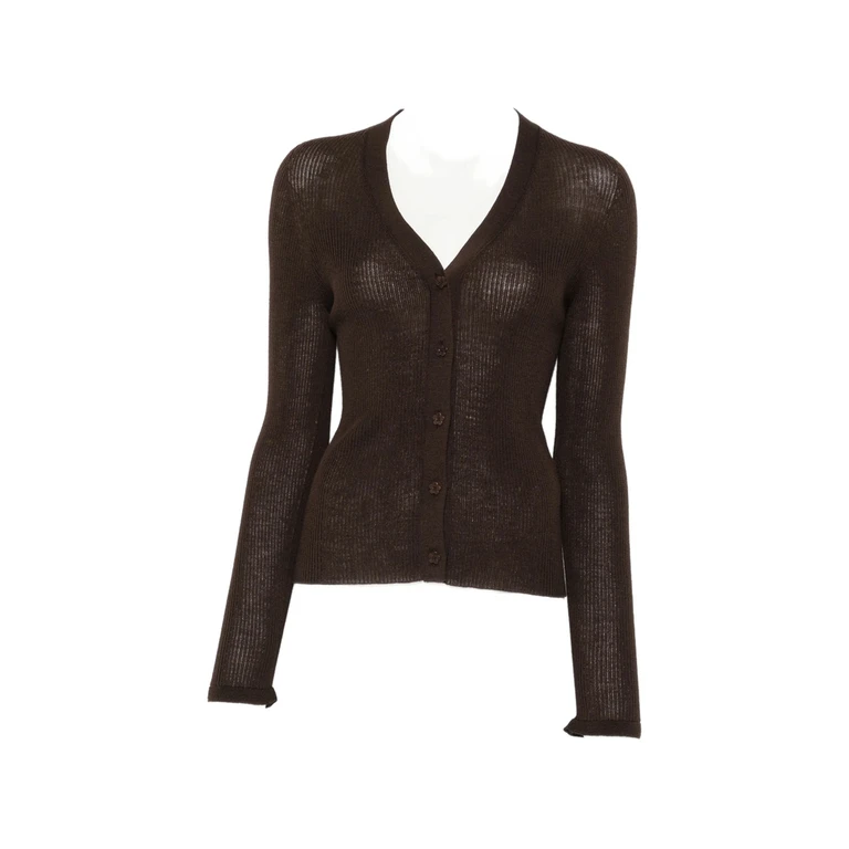 Ribbed V-neck Cardigan