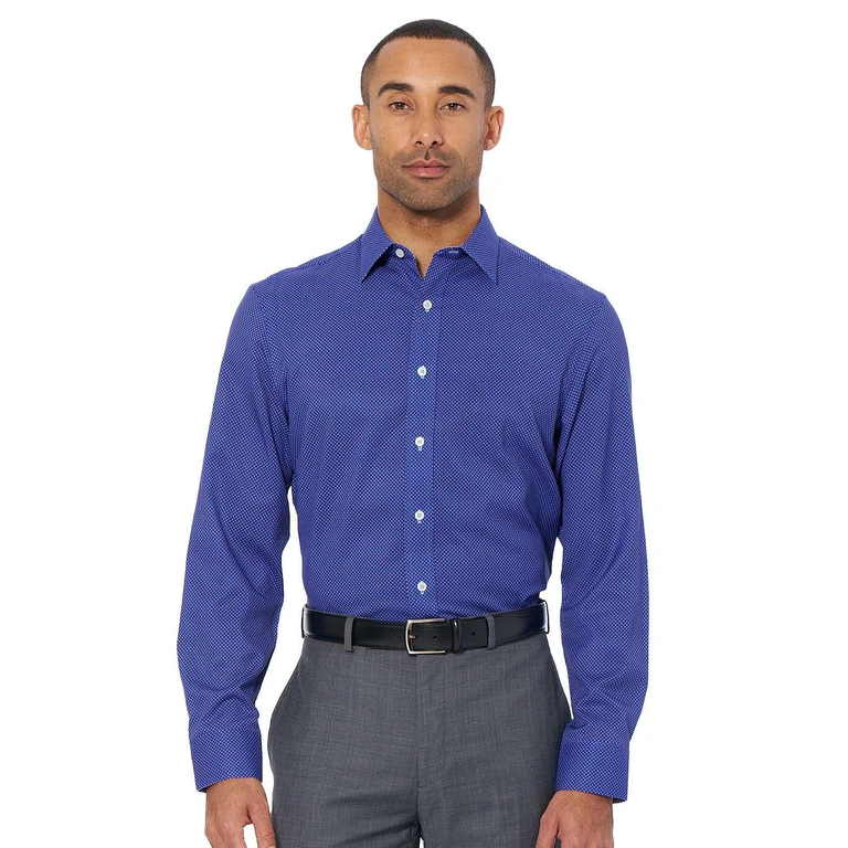 Men's Modern Fit Traveler Dress Shirt - Navy Diamond 14.5-15 32/33:- Navy Diamond, 14.5-15 32/33