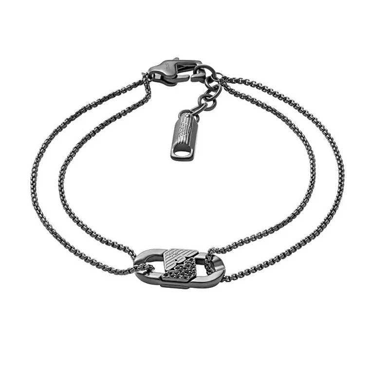 Black Men's Bracelet With Crystals Egs3173001