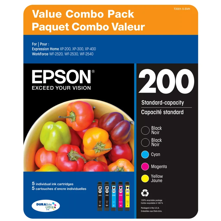T200 Series Ink Cartridge, Black/Cyan/Magenta/Yellow 5 ct.