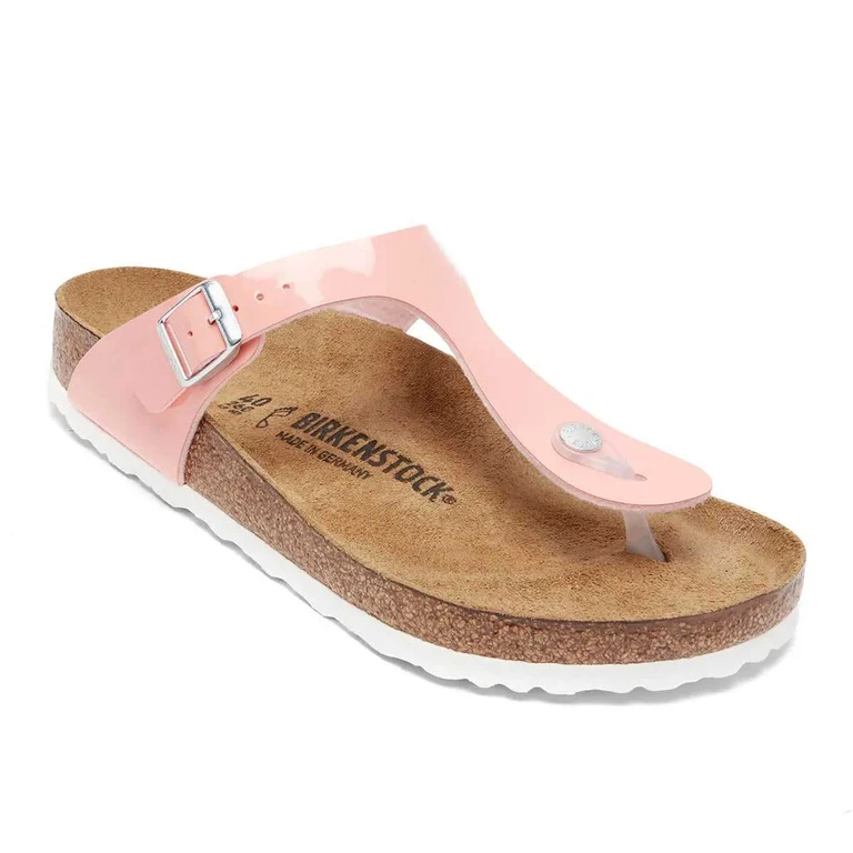 Gizeh Birko-Flor Patent Coral Peach Sandals