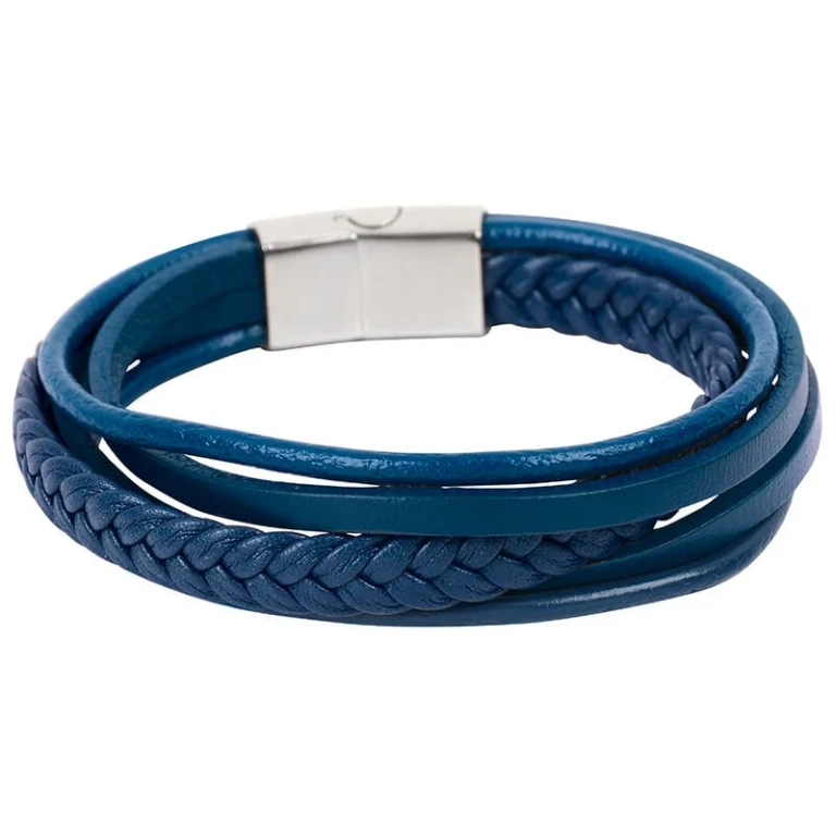 Bracelet With Blue Leather Strap