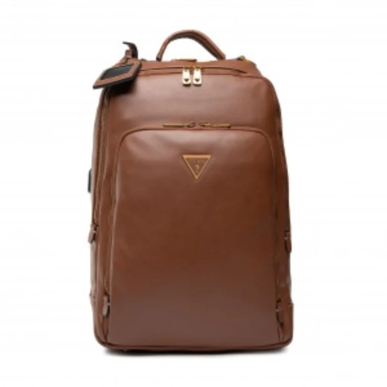 , Scala, synthetic leather, fabric backpack, brown, men, 27.5 x 42.5 x 13 cm