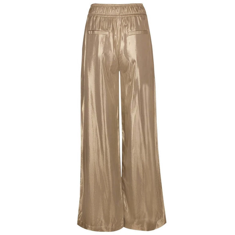 Gold Wide-Leg Satin Trousers
