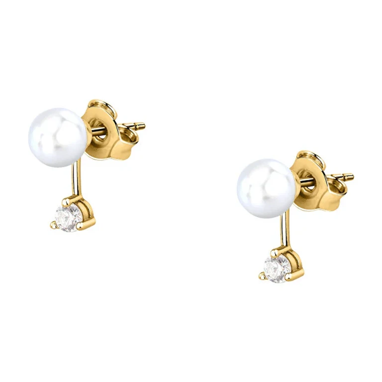Gold-Plated Pearl Earrings Sawm09