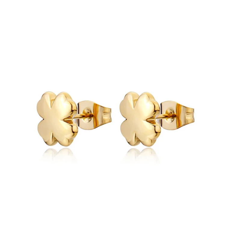 Minimalist Gold-Plated Earrings with Shamrocks Click Sck296