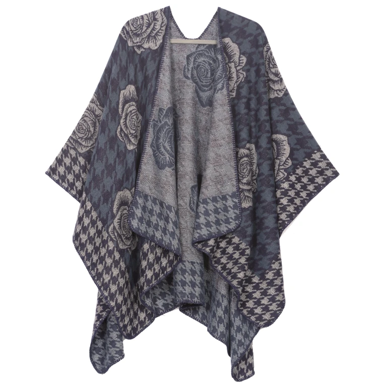 Sakkas Lupe Womens Reversible Poncho Wrap Cape Shawl Sweater Coat Cardigan Pattern