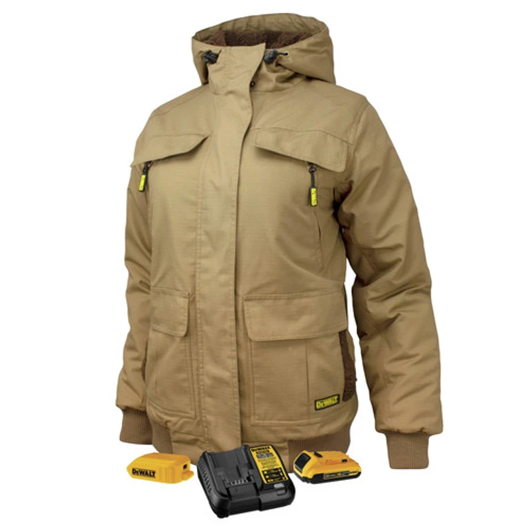 DCHJ092D1-S 20V MAX Lithium-Ion Women's Ripstop Canvas Heated Jacket Kit - Small, Dune