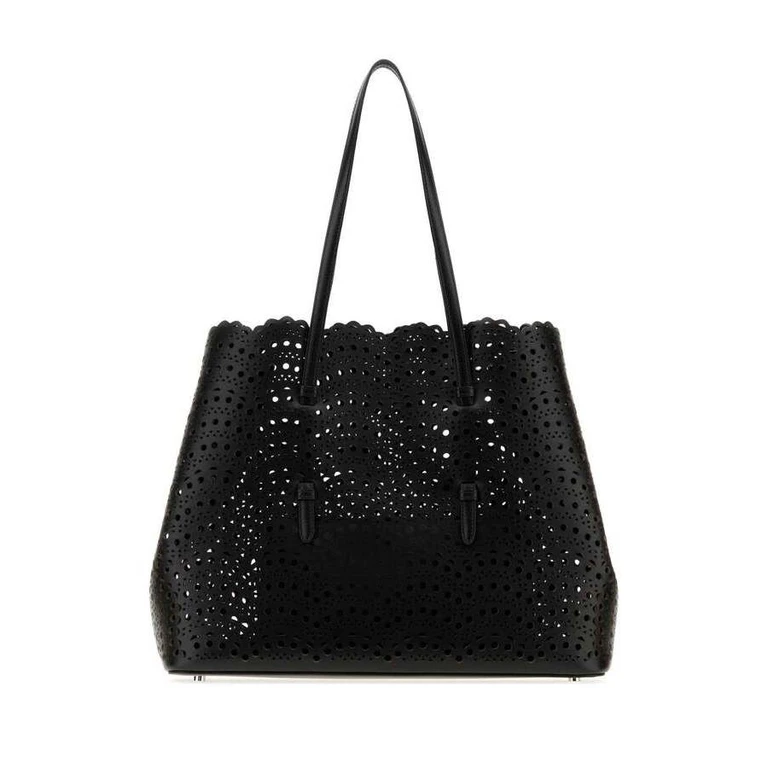 Black Leather Mina 37 Shopping Bag Noir Exterior: Calf Lining: Borse A Mano