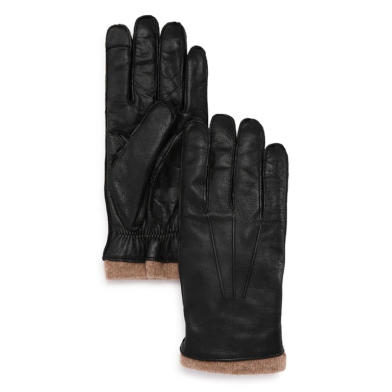 Knit-Cuff Leather Tech Gloves - Exclusive