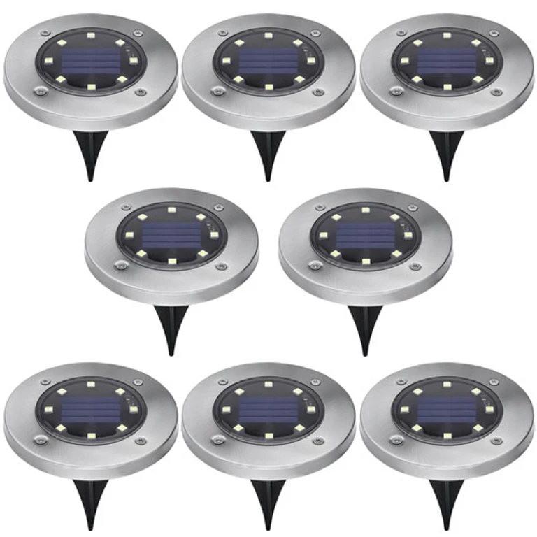 BDSLDK8P (8/Pack) Outdoor Solar-Powered Disk Light