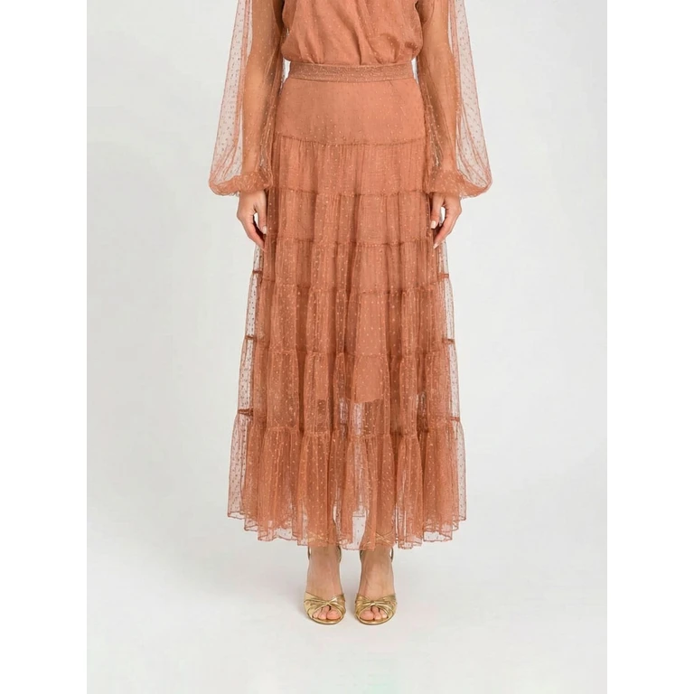 Point d'Esprit Tulle Midi Skirt (261TP277313168)