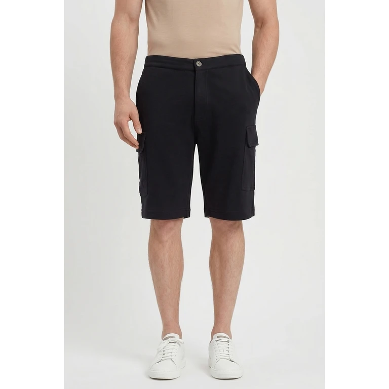 Black Cotton Cargo Shorts