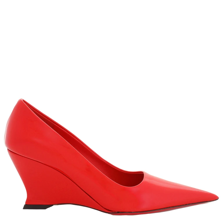 Ladies Red Viola Wedge-Heeled Pumps