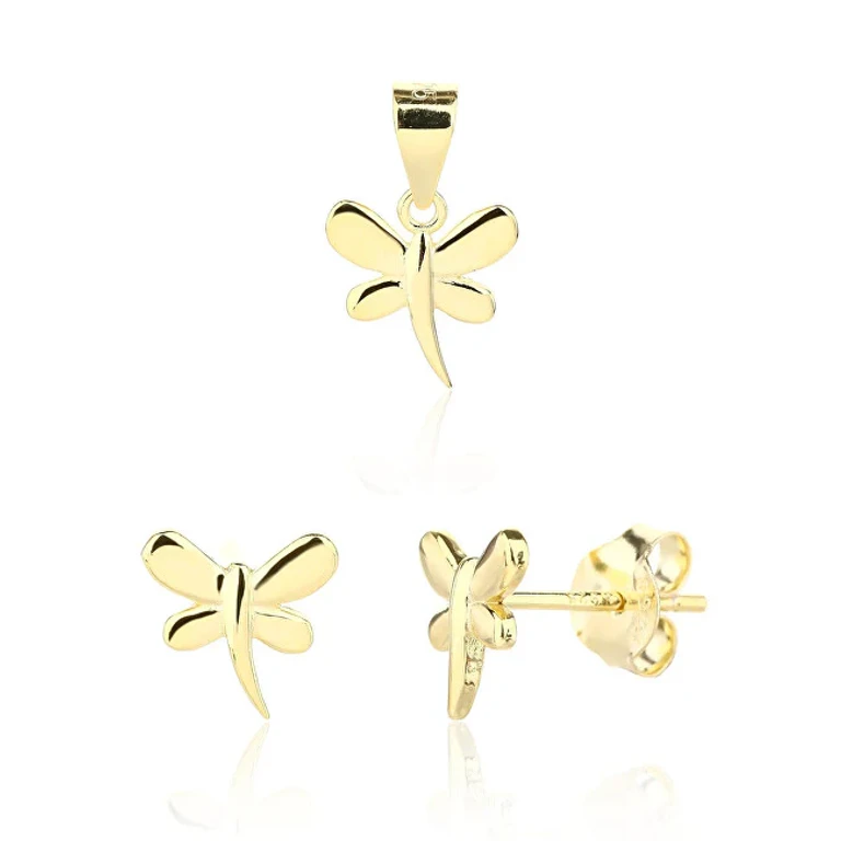 Giocoso Set of Gold-Plated Jewelry Dragonflies Svls0123Sj6Go00 (Pendant, Earrings)