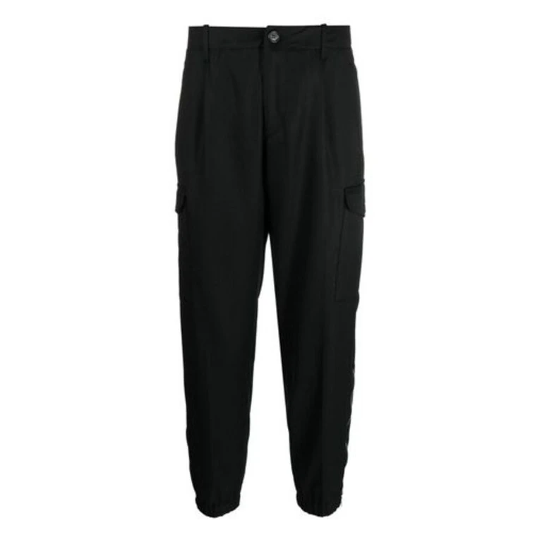 Black Wool Relaxed Trousers