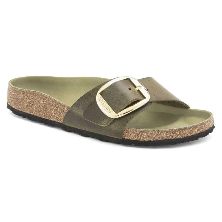 Madrid Big Buckle Oiled Leather Olive Green
