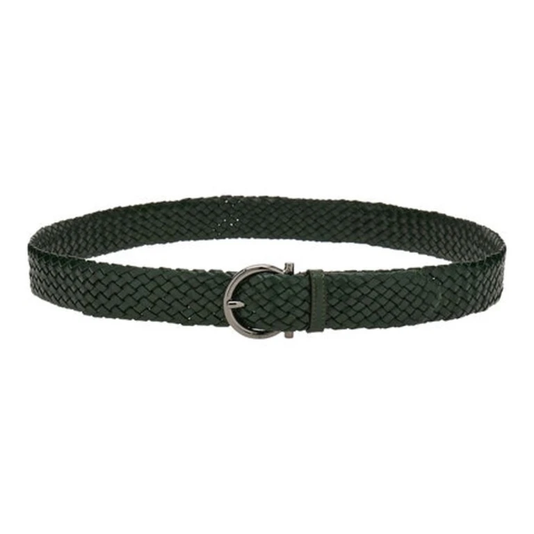 Braided Leather Gancini Fixed Belt