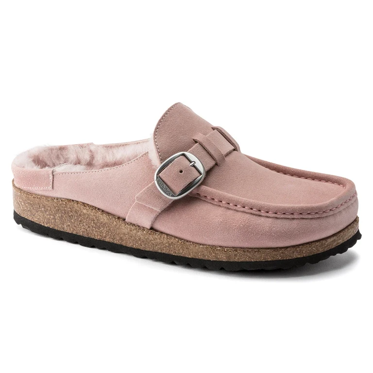 Buckley Shearling Suede Leather Soft Pink Clogs