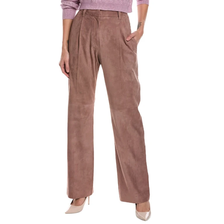 Old Pink Leather Wide-Leg Trousers
