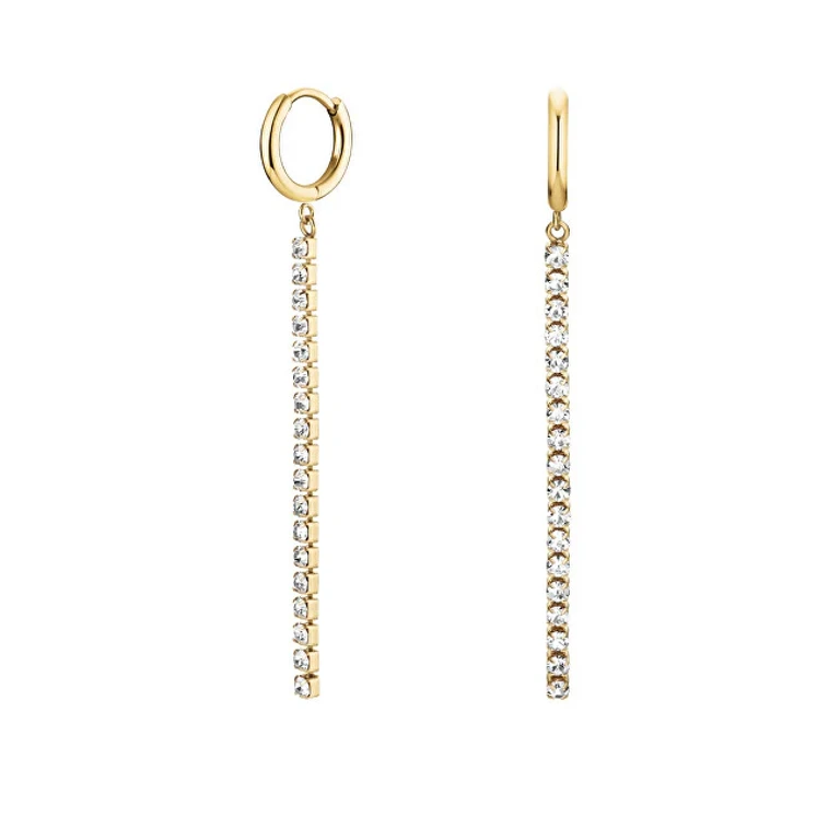 Delicious Gold-Plated Earrings with Clear Crystals Tennis Jetcg-J916