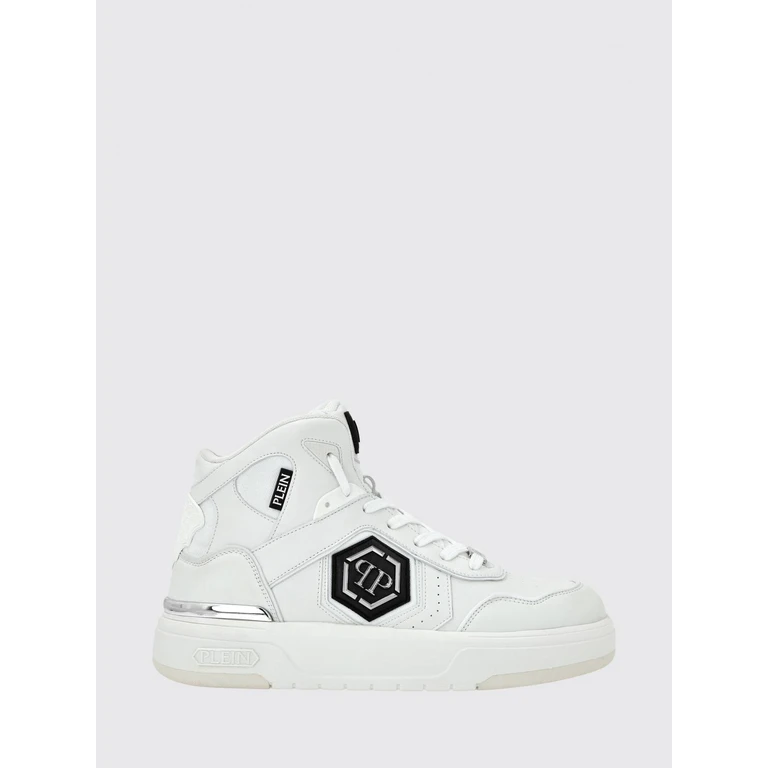 Monogram Leather High-Top Sneakers with Hexagon Logo (SAESUSC0765PTE120N01)