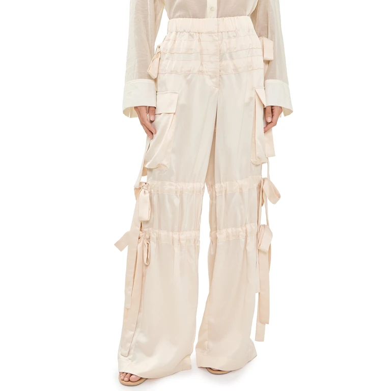 Odin Satin Tie Trousers Cream 0