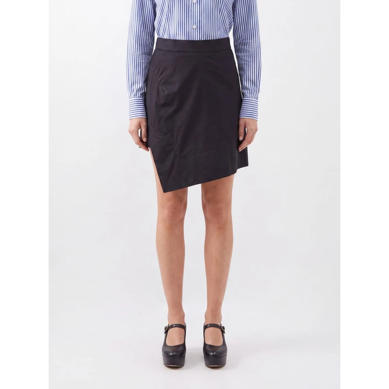 Jupe mini en coton asymétrique taille haute