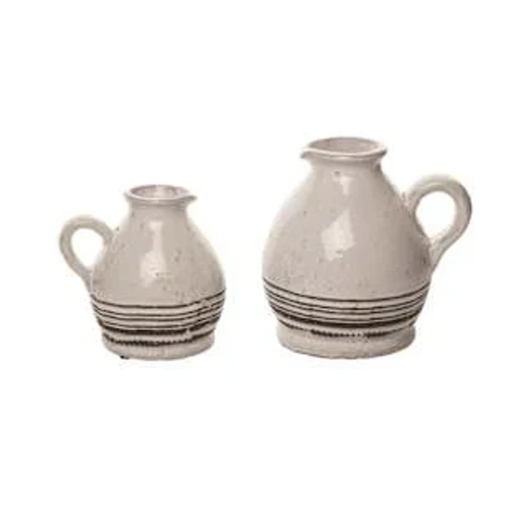 Ceramic White Everyday Jar Set of 2 Spring Decorative Trays and Platters for Home Decor