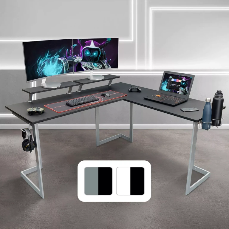 Techni Sport TS-220L Warrior L-Shaped Computer Gaming Desk, Black:- Black