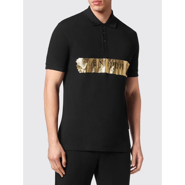 Slim Fit Cotton Polo Shirt with Laminated Hexagon Logo (SACCMTK6045STE003N02)