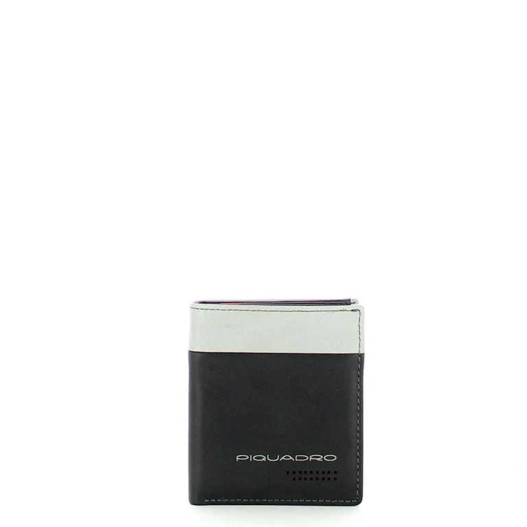 , Leather Wallet, Back and Credit Card Holder, Black, Gray, for Men