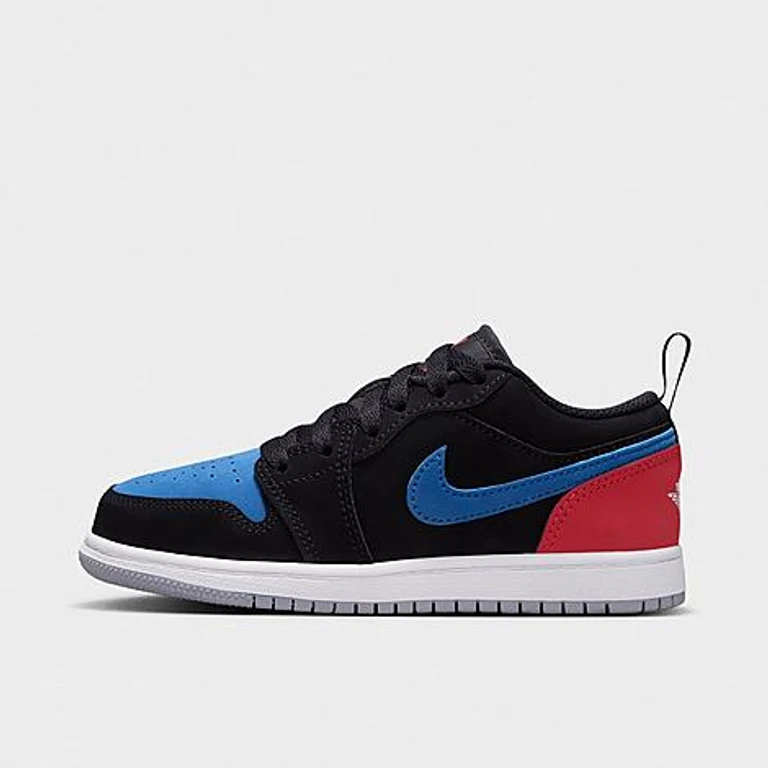 Jordan Little Kids Air Retro 1 Low OG Casual Shoes in Black/True Blue/Varsity Red Size: 1.0