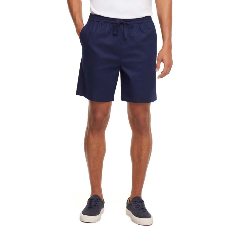 Men's Linen Pull-On Shorts Navy S:- Navy, S