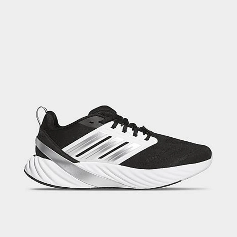 Men's Adipure Glide Running Shoes in Black/Silver Metallic/White Size: 7.0