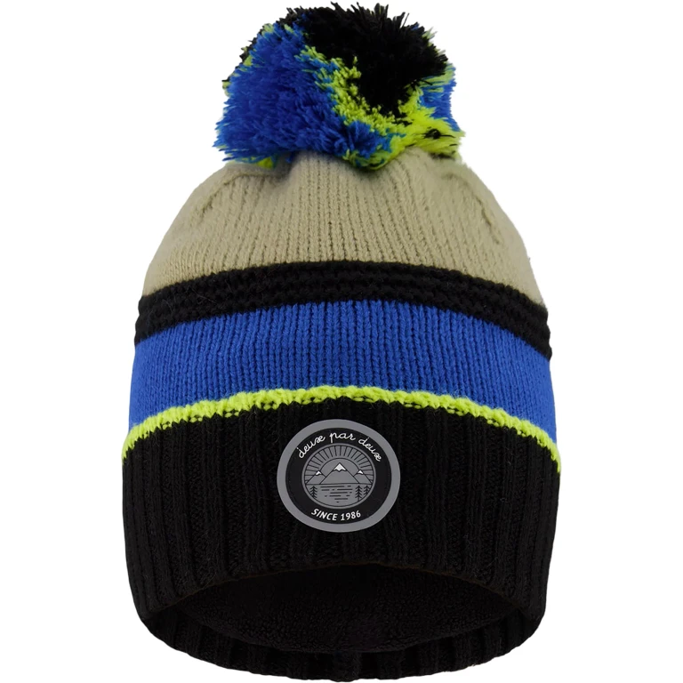 Lime Green Lined Knit Pompom Hat - Little Boy