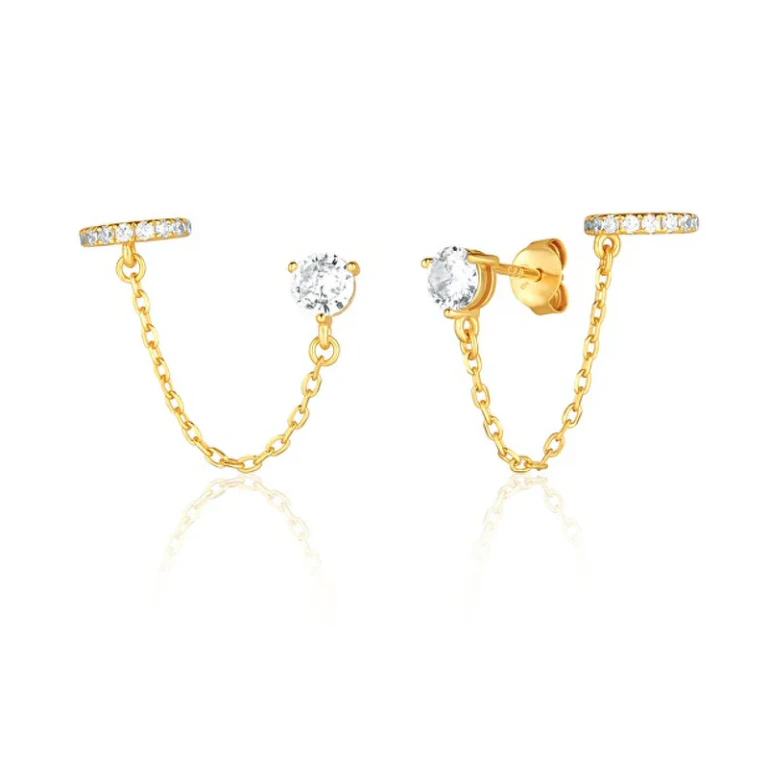 Modern Earrings Gold-Plated with Zircons Svle1995Xh2Go00