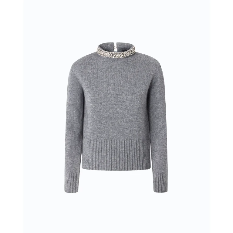 Pull en laine mélangée à col bijou - XXS