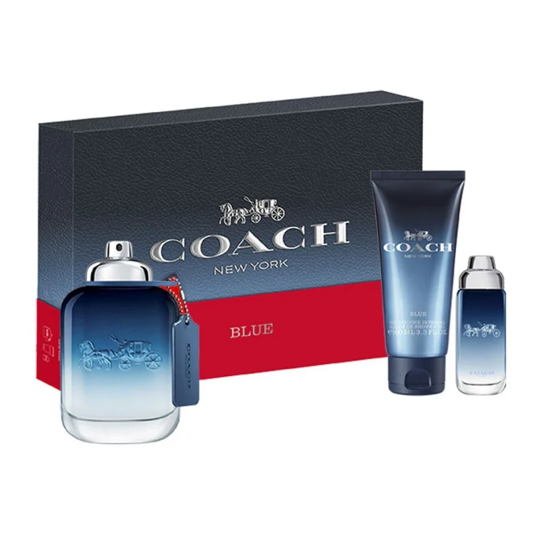 Box Coach: Blue Eau De Toilette for men 100 ml + Blue Eau De Toilette for men 15 ml + Blue shower gel for Beard and Hair 100 ml