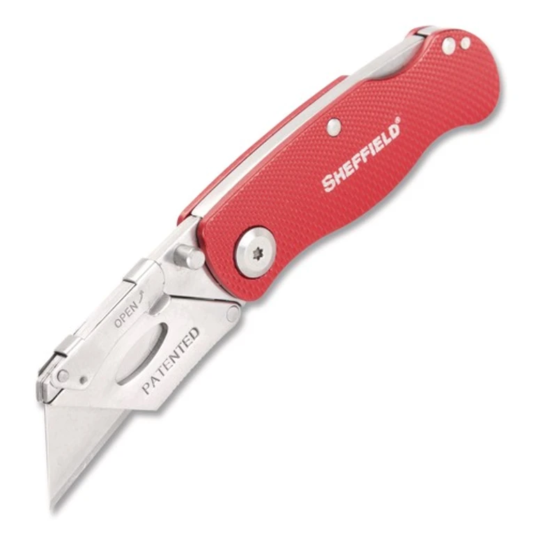 1.25 in. Blade 3.5 in. Aluminum Handle Quick Change Lock Back Utility Knife - Red