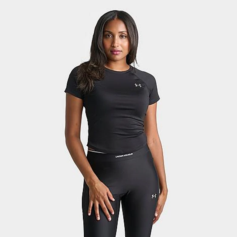 Under Armour Women's Rib Luxe Short-Sleeve T-Shirt in Ultimate Black Size: XS