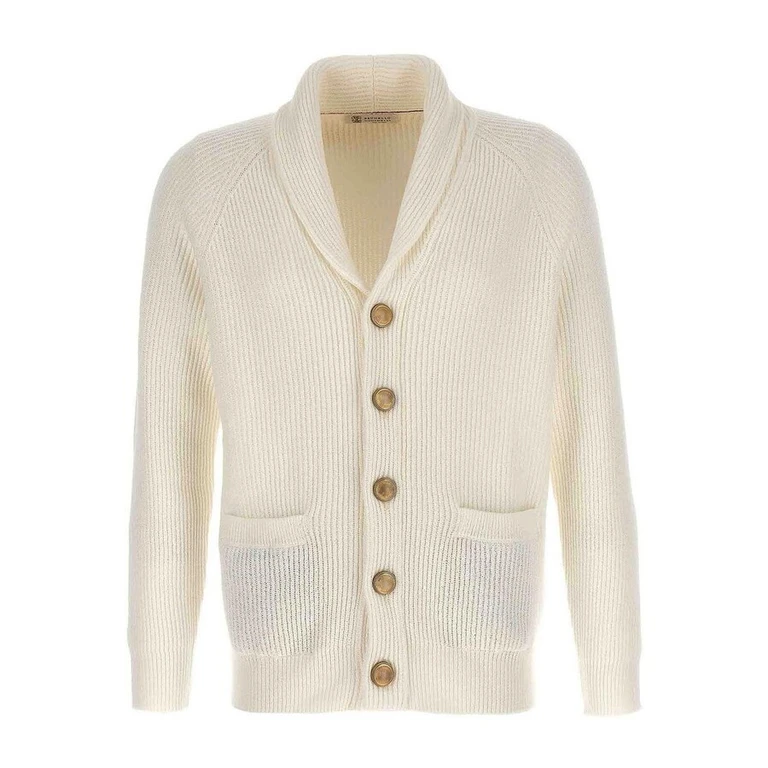 Ivory Shawl Collar Knit Cardigan