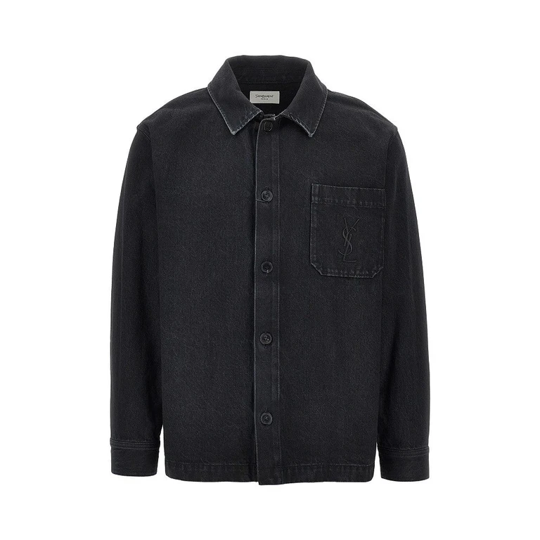 Denim overshirt with Cassandre embroidery Man S