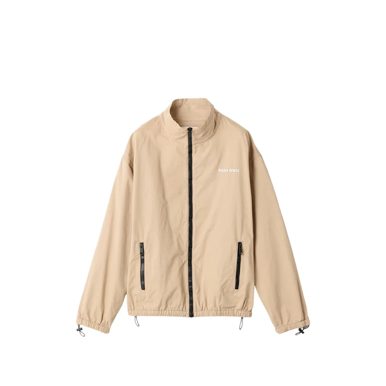 Giacca blouson in gabardine lavata Miu Miu