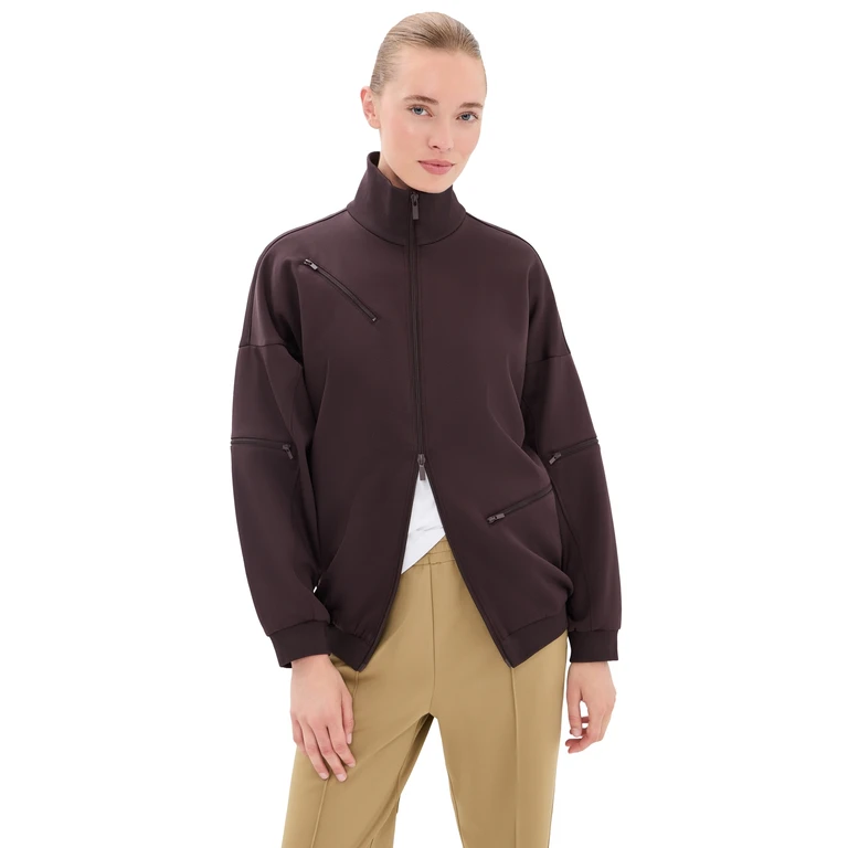 Active Knit Zipper Detailed Track Jacket Brown L