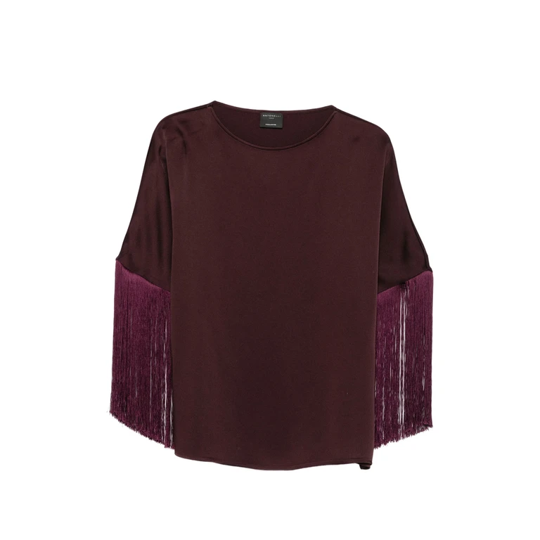 Fringe-trimmed Long-sleeve Blouse