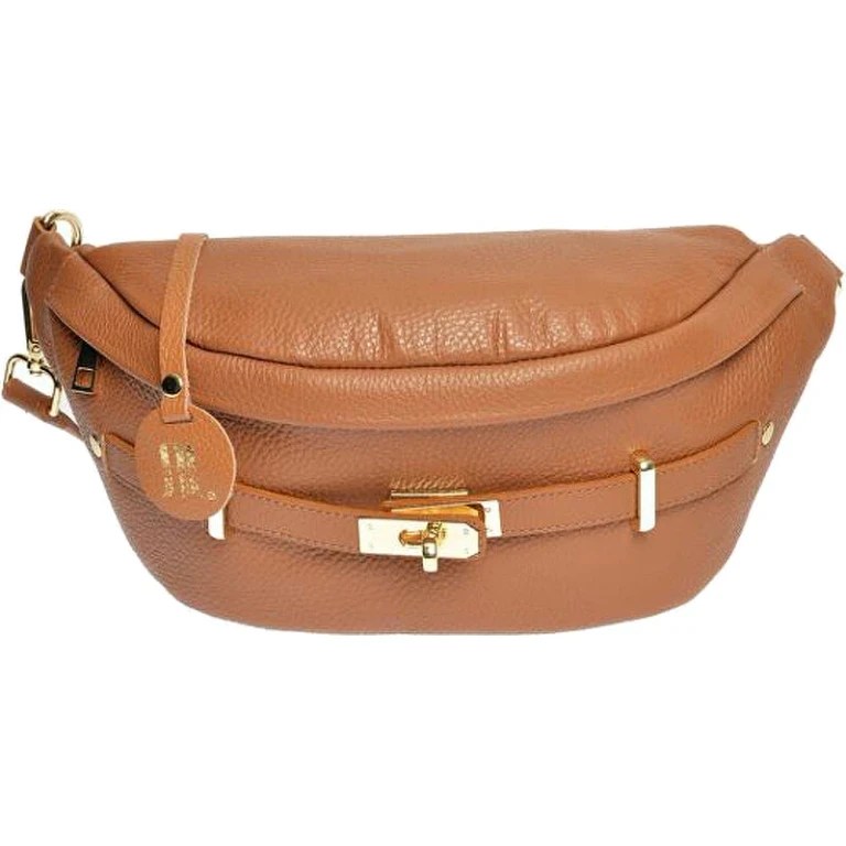 Women's Leather Crossbody Bag dark cognac