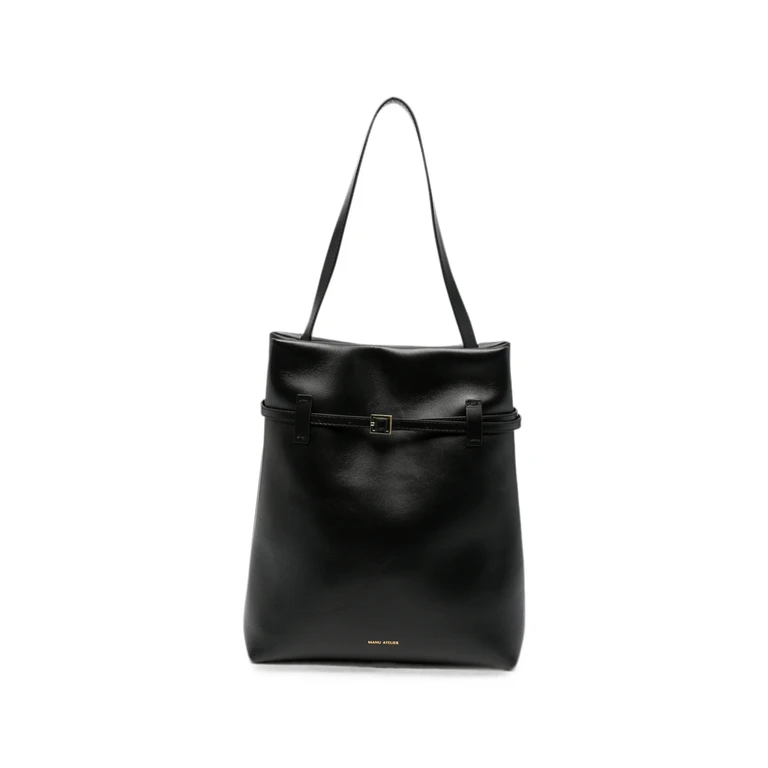Buckle-detail Leather Tote Bag