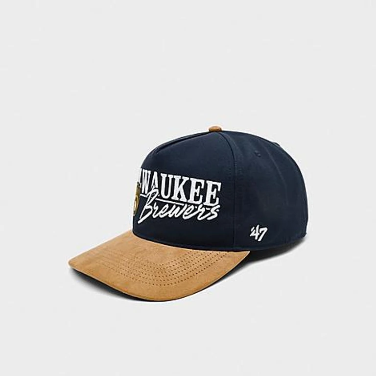 '47 Milwaukee Brewers MLB Scribe Line Hitch Snapback Hat in Navy